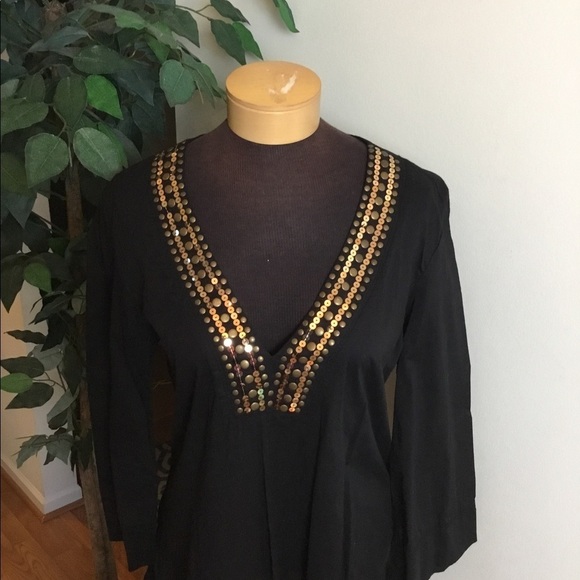 Kenneth Cole XL black v neck with sequins - Picture 5 of 16